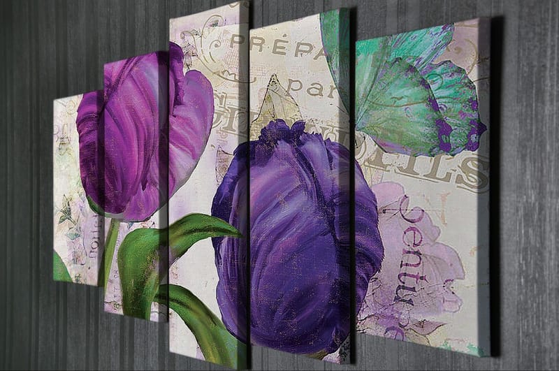 Dekorativ Canvasbillede 5-Dele 70x20 cm - Flerfarvet - Boligtilbehør - Billeder & kunst - Billeder på lærred