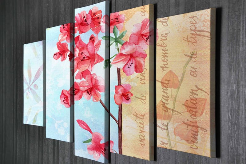 Dekorativ Canvasbillede 5-Dele 70x20 cm - Flerfarvet - Boligtilbehør - Billeder & kunst - Billeder på lærred