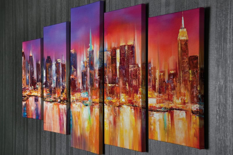Dekorativ Canvasbillede 5-Dele 70x20 cm - Flerfarvet - Boligtilbehør - Billeder & kunst - Billeder på lærred