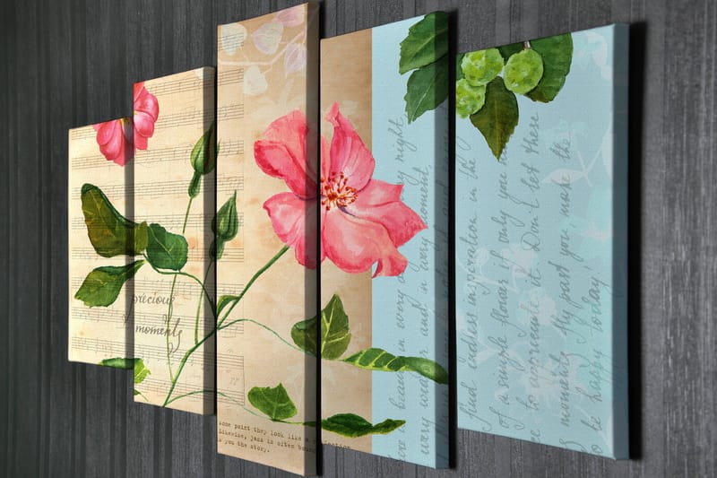 Dekorativ Canvasbillede 5-Dele 70x20 cm - Flerfarvet - Boligtilbehør - Billeder & kunst - Billeder på lærred