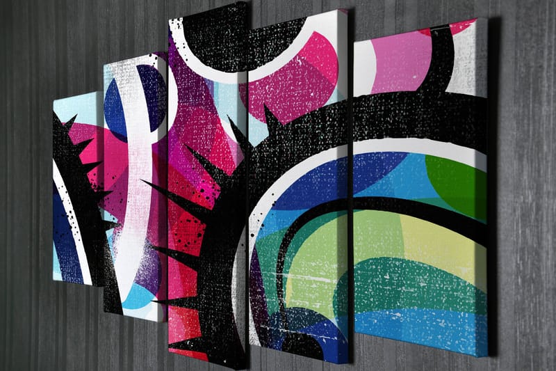 Dekorativ Canvasbillede 5-Dele 70x20 cm - Flerfarvet - Boligtilbehør - Billeder & kunst - Billeder på lærred