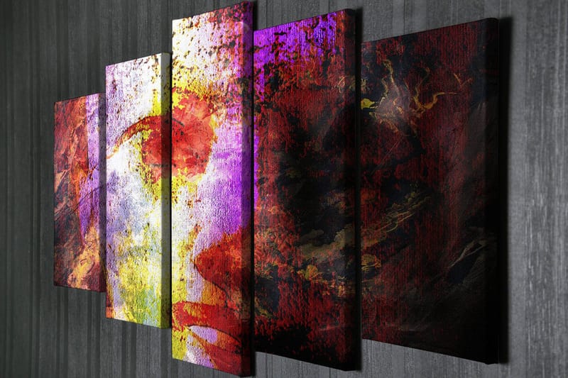 Dekorativ Canvasbillede 5-Dele 70x20 cm - Flerfarvet - Boligtilbehør - Billeder & kunst - Billeder på lærred