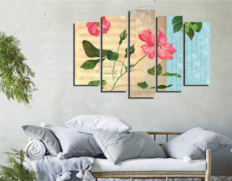 Dekorativ Canvasbillede 5-Dele 70x20 cm, Flerfarvet