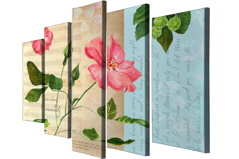 Dekorativ Canvasbillede 5-Dele 70x20 cm - Flerfarvet - Boligtilbehør - Billeder & kunst - Billeder på lærred