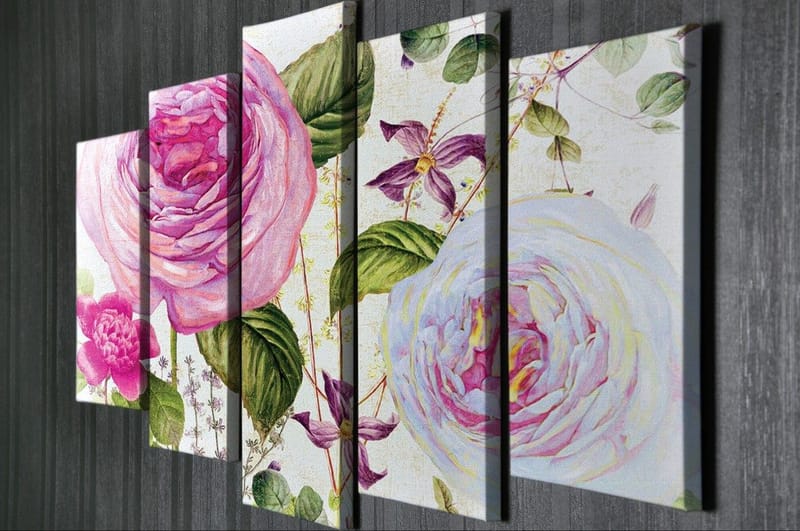 Dekorativ Canvasbillede 5-Dele 70x20 cm - Flerfarvet - Boligtilbehør - Billeder & kunst - Billeder på lærred