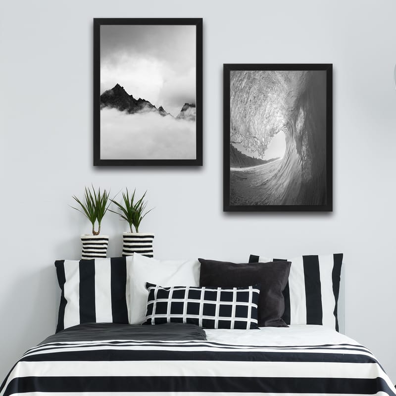 Dekorativ indrammet maleri 2-Dele 30x40 cm - Flerfarvet - Boligtilbehør - Billeder & kunst - Billeder på lærred