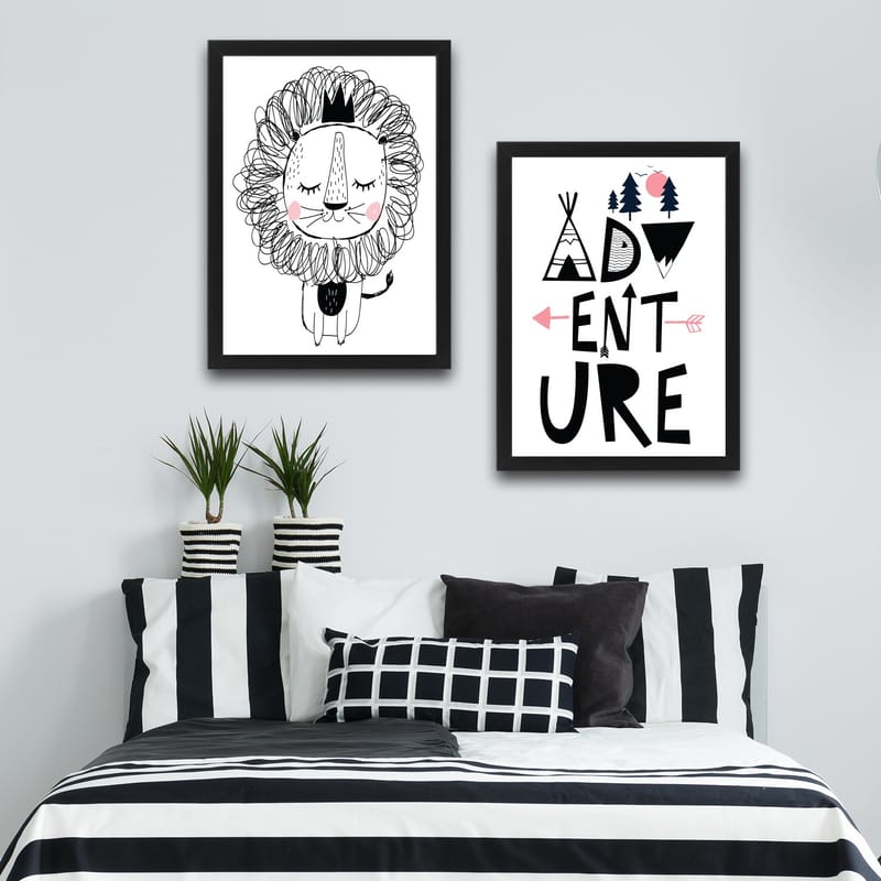 Dekorativ indrammet maleri 2-Dele 30x40 cm - Flerfarvet - Boligtilbehør - Billeder & kunst - Billeder på lærred