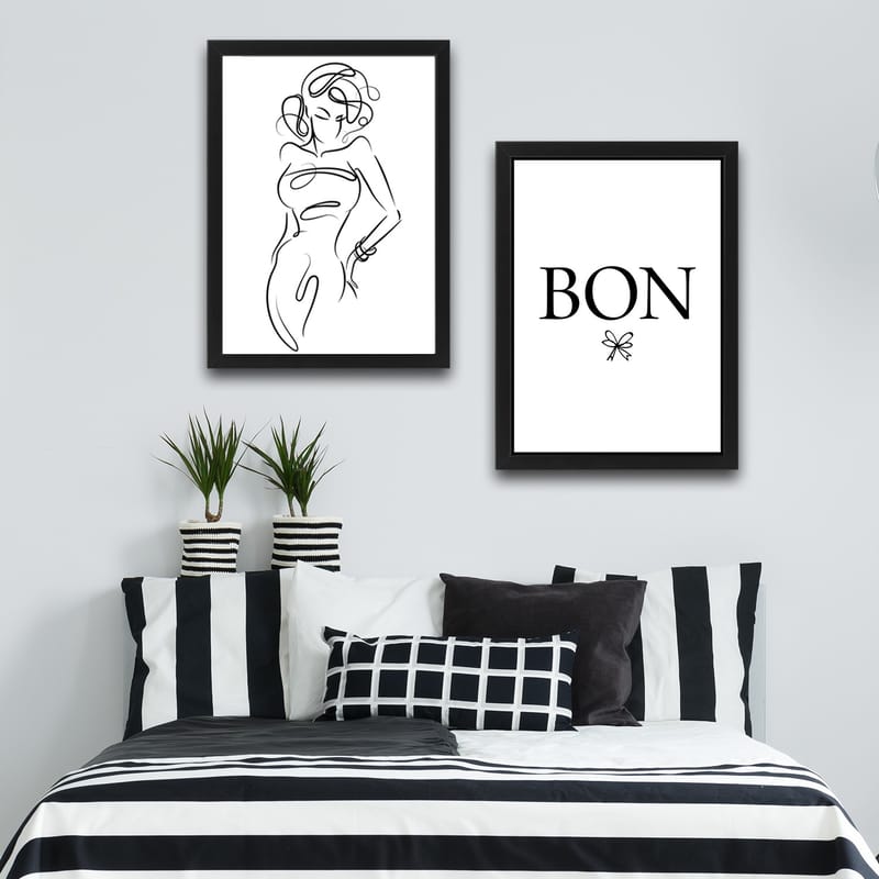 Dekorativ indrammet maleri 2-Dele 30x40 cm - Flerfarvet - Boligtilbehør - Billeder & kunst - Billeder på lærred