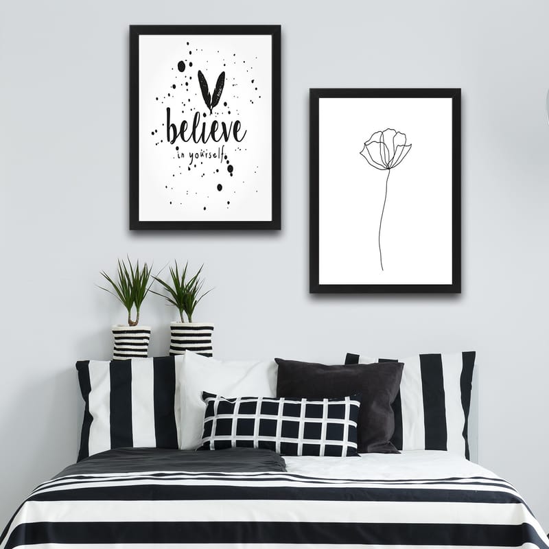 Dekorativ indrammet maleri 2-Dele 30x40 cm - Flerfarvet - Boligtilbehør - Billeder & kunst - Billeder på lærred
