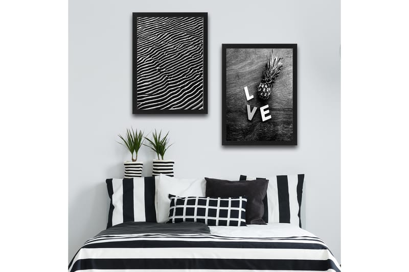 Dekorativ indrammet maleri 2-Dele 30x40 cm - Flerfarvet - Boligtilbehør - Billeder & kunst - Billeder på lærred