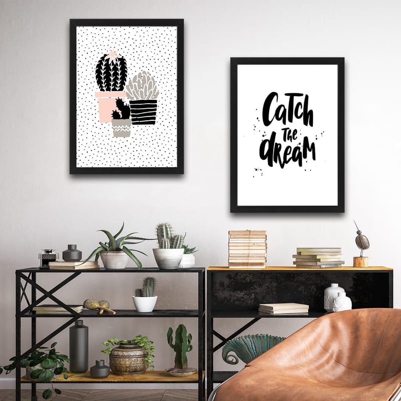 Dekorativ indrammet maleri 2-Dele 30x40 cm - Flerfarvet - Boligtilbehør - Billeder & kunst - Billeder på lærred