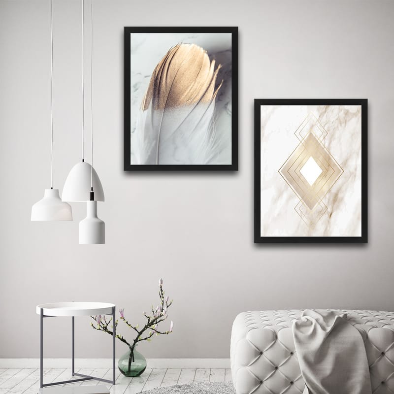 Dekorativ indrammet maleri 2-Dele 30x40 cm - Flerfarvet - Boligtilbehør - Billeder & kunst - Billeder på lærred