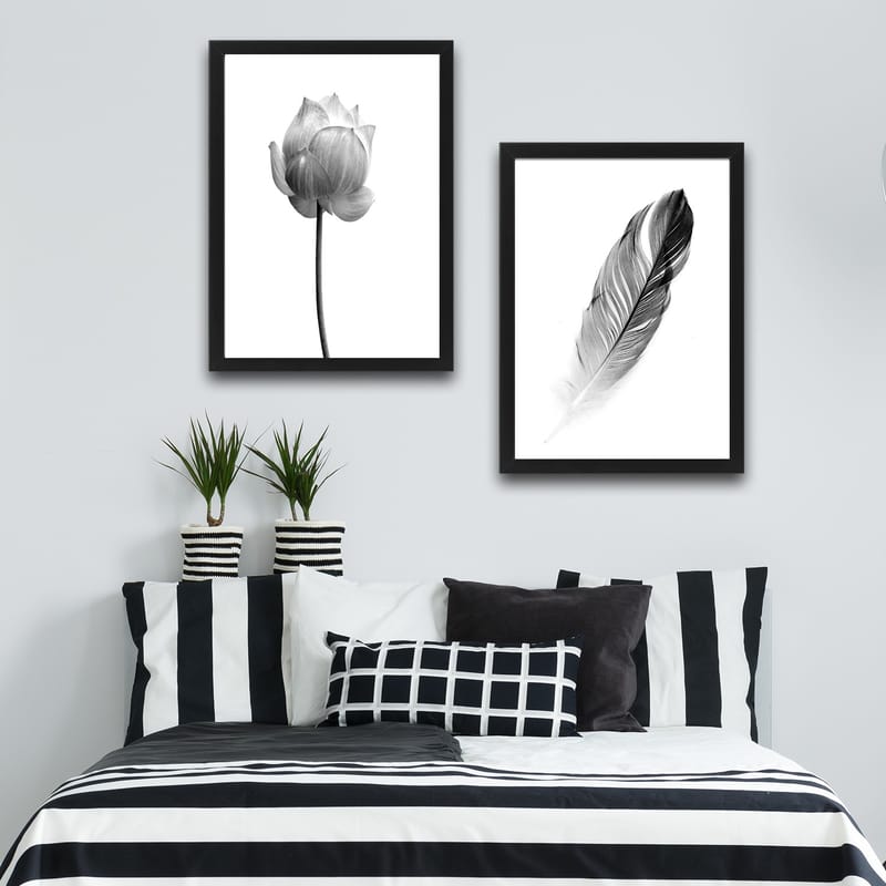 Dekorativ indrammet maleri 2-Dele 30x40 cm - Flerfarvet - Boligtilbehør - Billeder & kunst - Billeder på lærred