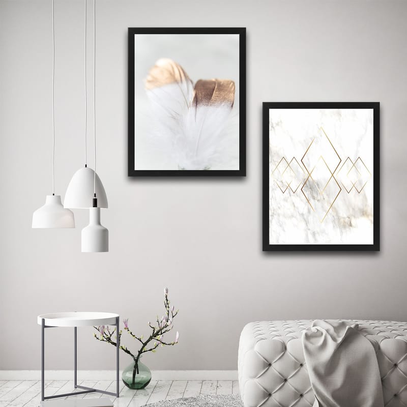 Dekorativ indrammet maleri 2-Dele 30x40 cm - Flerfarvet - Boligtilbehør - Billeder & kunst - Billeder på lærred