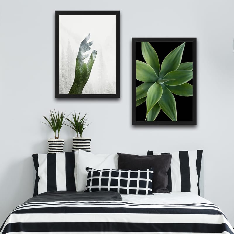 Dekorativ indrammet maleri 2-Dele 30x40 cm - Flerfarvet - Boligtilbehør - Billeder & kunst - Billeder på lærred