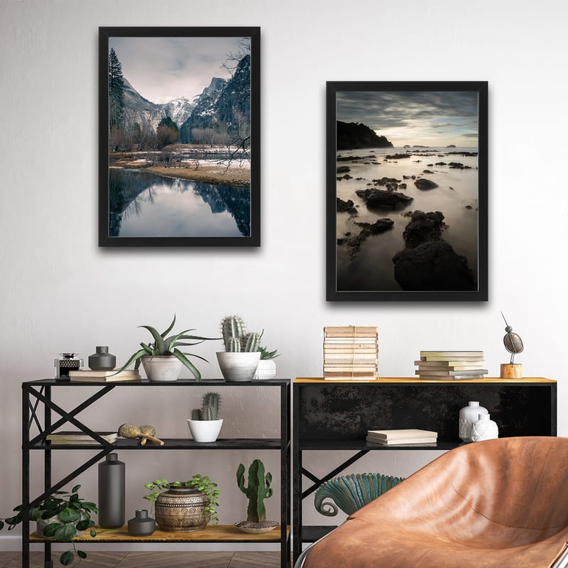 Dekorativ indrammet maleri 2-Dele 30x40 cm - Flerfarvet - Boligtilbehør - Billeder & kunst - Billeder på lærred