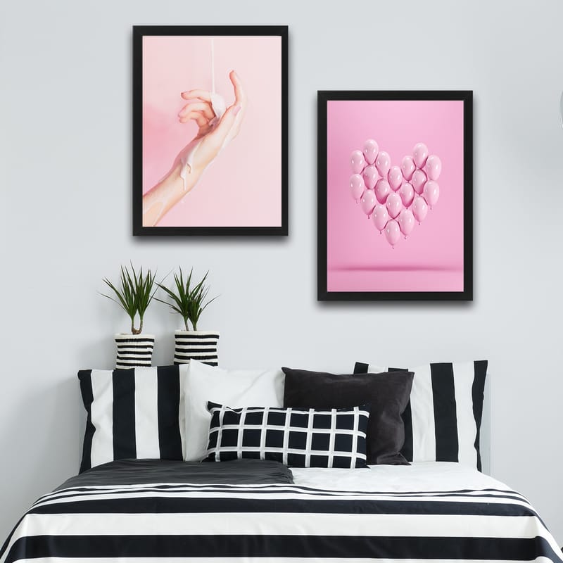 Dekorativ indrammet maleri 2-Dele 30x40 cm - Flerfarvet - Boligtilbehør - Billeder & kunst - Billeder på lærred