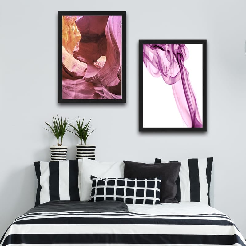 Dekorativ indrammet maleri 2-Dele 30x40 cm - Flerfarvet - Boligtilbehør - Billeder & kunst - Billeder på lærred