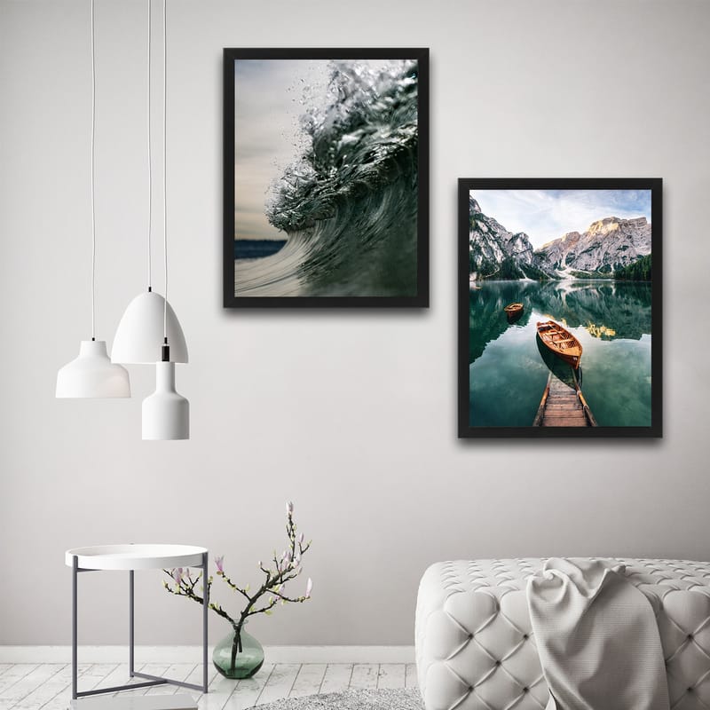 Dekorativ indrammet maleri 2-Dele 30x40 cm - Flerfarvet - Boligtilbehør - Billeder & kunst - Billeder på lærred