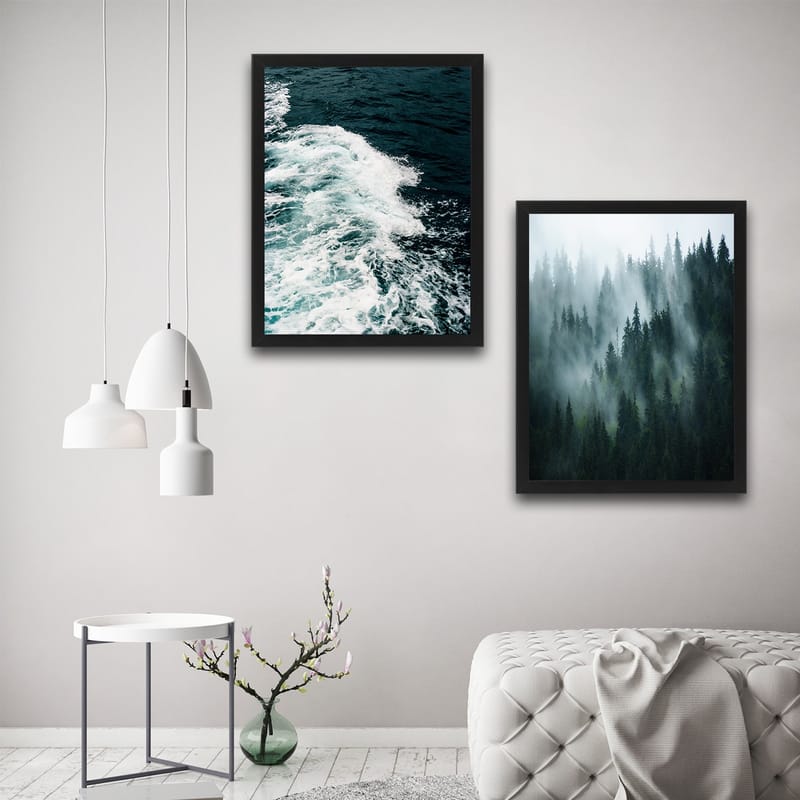 Dekorativ indrammet maleri 2-Dele 30x40 cm - Flerfarvet - Boligtilbehør - Billeder & kunst - Billeder på lærred