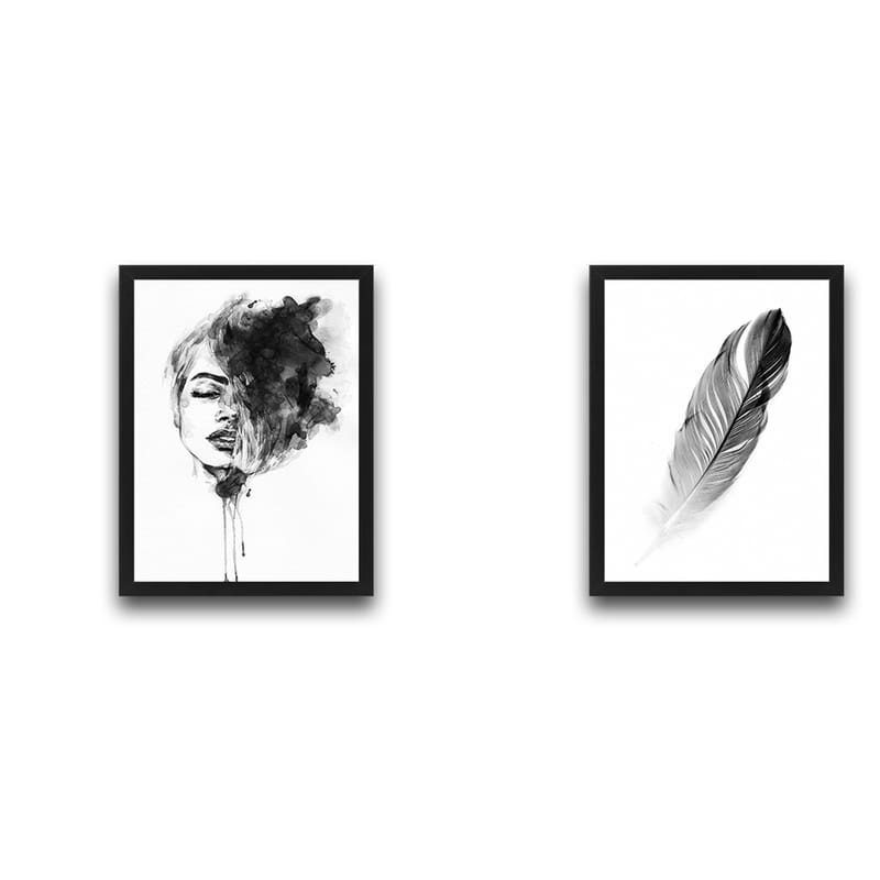 Dekorativ indrammet maleri 2-Dele 30x40 cm - Flerfarvet - Boligtilbehør - Billeder & kunst - Billeder på lærred