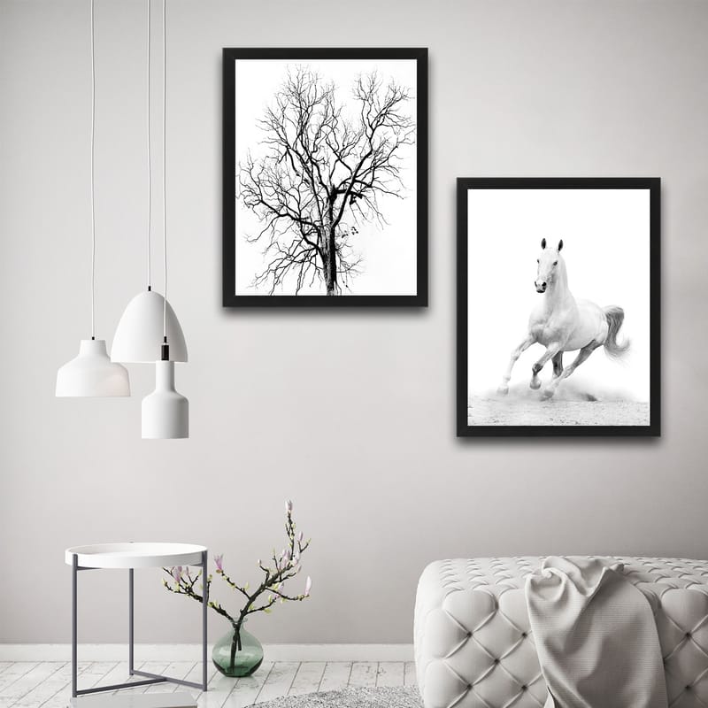 Dekorativ indrammet maleri 2-Dele 30x40 cm - Flerfarvet - Boligtilbehør - Billeder & kunst - Billeder på lærred