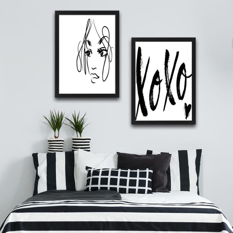 Dekorativ indrammet maleri 2-Dele 30x40 cm - Flerfarvet - Boligtilbehør - Billeder & kunst - Billeder på lærred