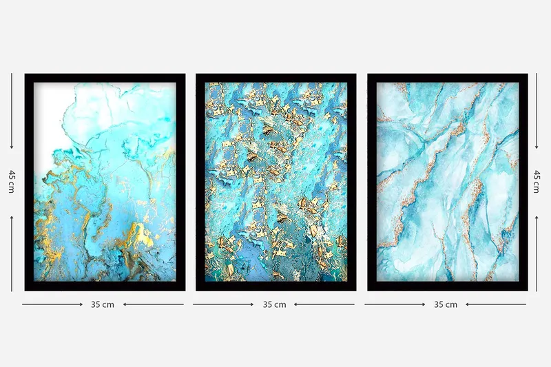 Dekorativ indrammet maleri 3-Dele 35x45 cm - Flerfarvet - Boligtilbehør - Billeder & kunst - Billeder på lærred