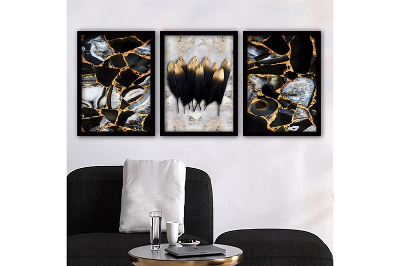 Dekorativ indrammet maleri 3-Dele 35x45 cm, Flerfarvet