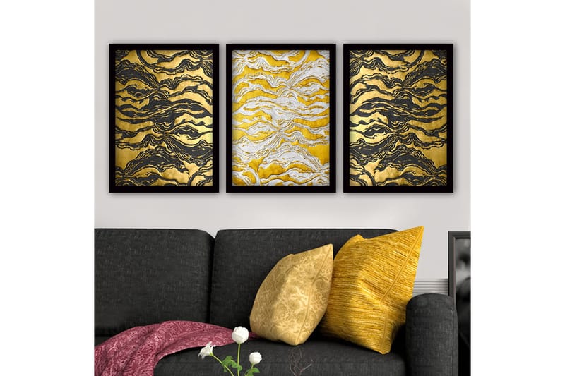 Dekorativ indrammet maleri 3-Dele 35x45 cm, Flerfarvet