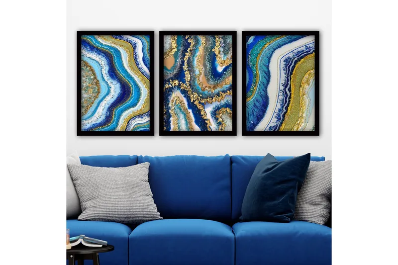Dekorativ indrammet maleri 3-Dele 35x45 cm, Flerfarvet