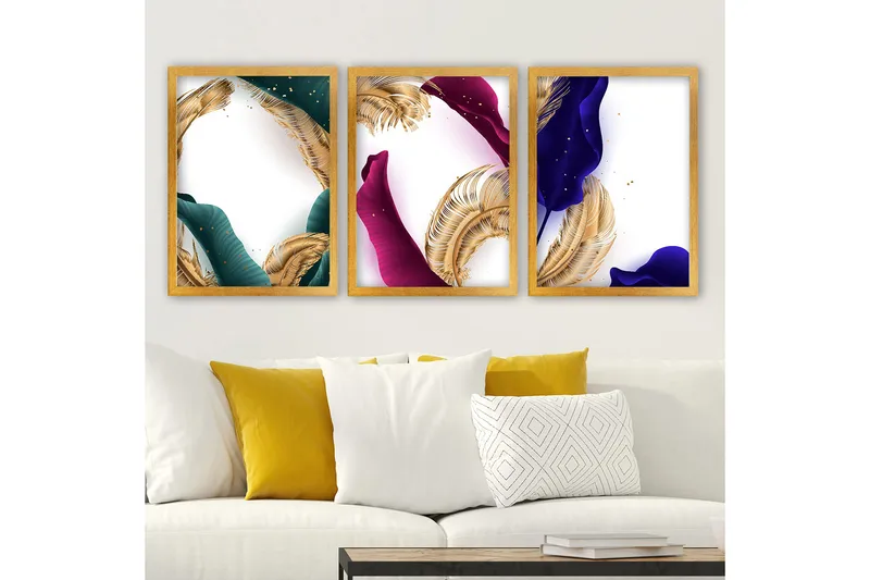 Dekorativ indrammet maleri 3-Dele 35x45 cm, Flerfarvet
