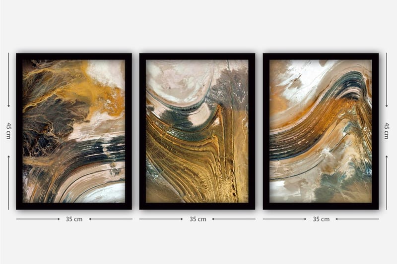 Dekorativ indrammet maleri 3-Dele 35x45 cm - Flerfarvet - Boligtilbehør - Billeder & kunst - Billeder på lærred
