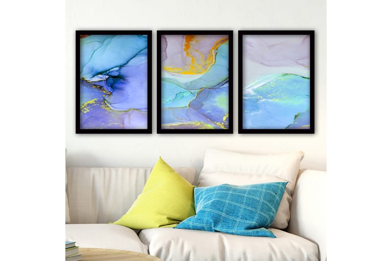 Dekorativ indrammet maleri 3-Dele 35x45 cm, Flerfarvet
