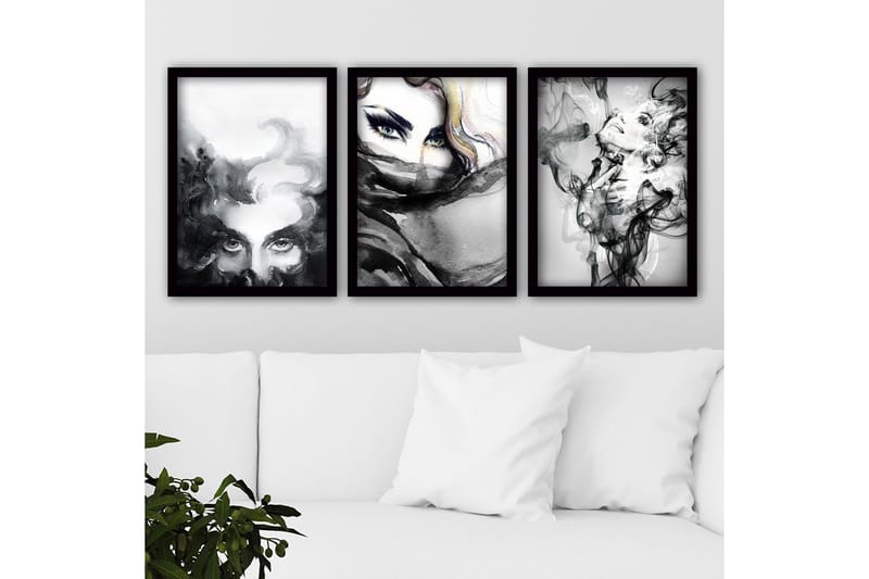 Dekorativ indrammet maleri 3-Dele 35x45 cm, Flerfarvet