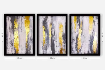 Dekorativ indrammet maleri 3-Dele 35x45 cm - Flerfarvet - Boligtilbehør - Billeder & kunst - Billeder på lærred