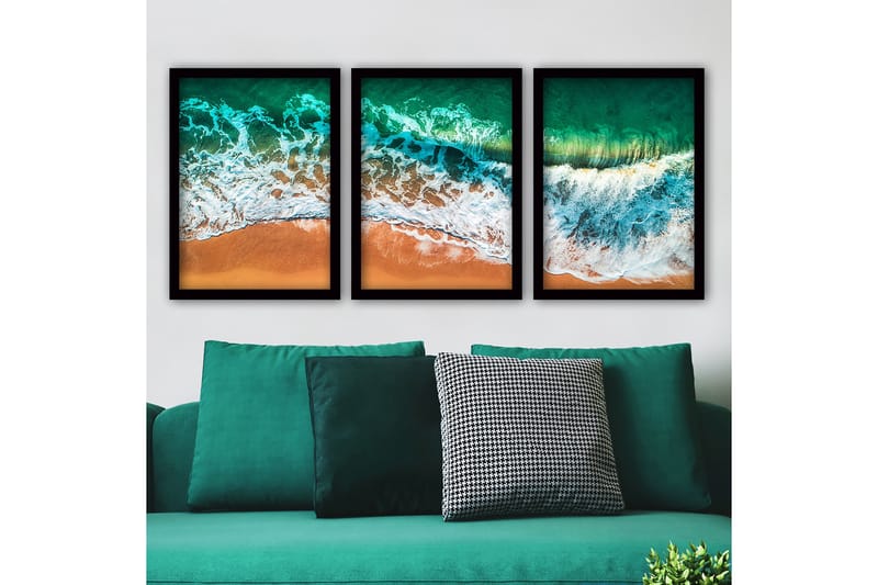 Dekorativ indrammet maleri 3-Dele 35x45 cm - Flerfarvet - Boligtilbehør - Billeder & kunst - Billeder på lærred