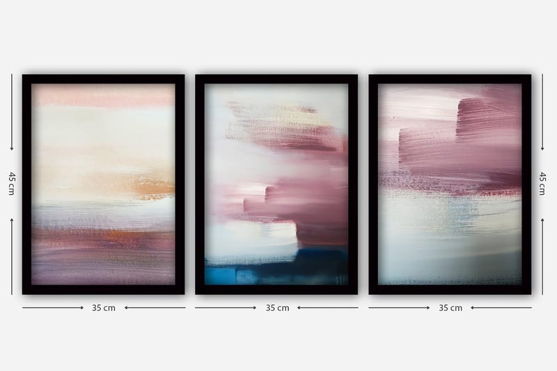 Dekorativ indrammet maleri 3-Dele 35x45 cm - Flerfarvet - Boligtilbehør - Billeder & kunst - Billeder på lærred