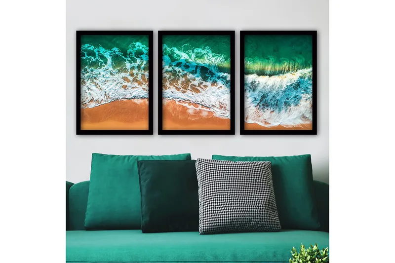 Dekorativ indrammet maleri 3-Dele 35x45 cm, Flerfarvet