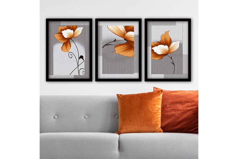 Dekorativ indrammet maleri 3-Dele 35x45 cm, Flerfarvet
