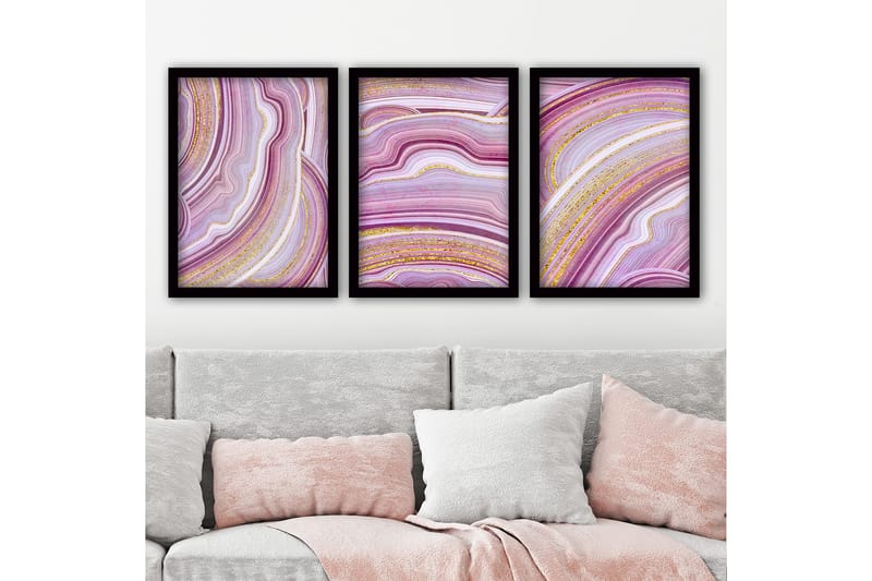 Dekorativ indrammet maleri 3-Dele 35x45 cm, Flerfarvet