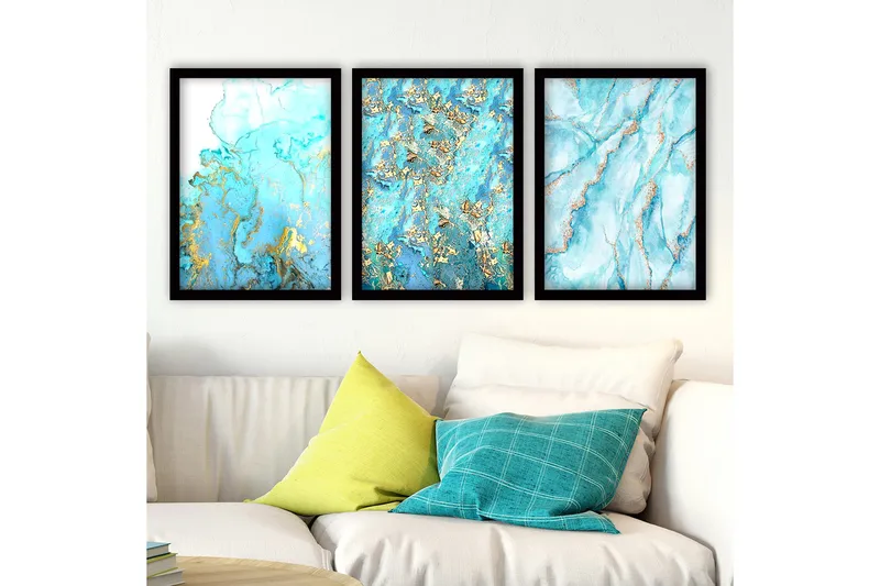 Dekorativ indrammet maleri 3-Dele 35x45 cm, Flerfarvet