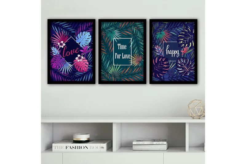 Dekorativ indrammet maleri 3-Dele 35x45 cm, Flerfarvet