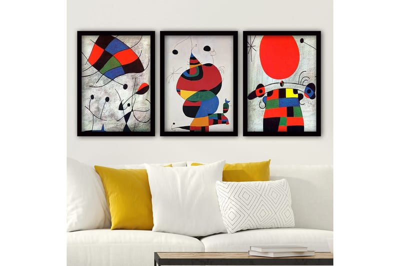 Dekorativ indrammet maleri 3-Dele 35x45 cm, Flerfarvet