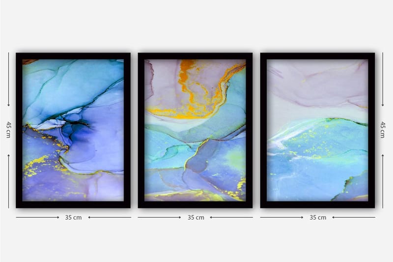 Dekorativ indrammet maleri 3-Dele 35x45 cm - Flerfarvet - Boligtilbehør - Billeder & kunst - Billeder på lærred