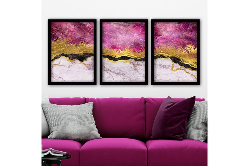 Dekorativ indrammet maleri 3-Dele 35x45 cm, Flerfarvet