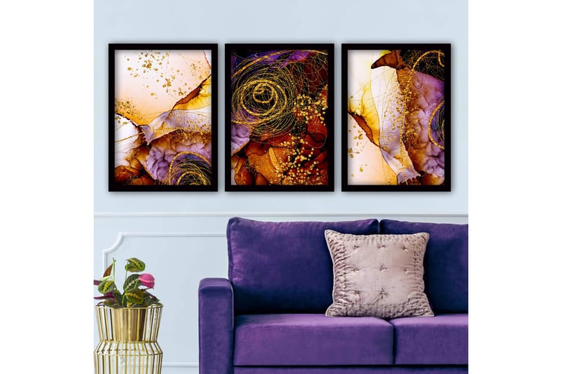 Dekorativ indrammet maleri 3-Dele 35x45 cm, Flerfarvet