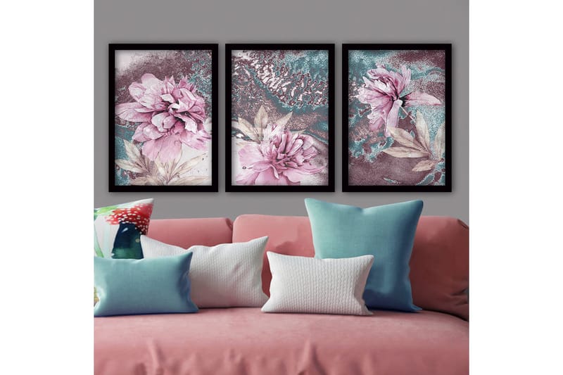 Dekorativ indrammet maleri 3-Dele 35x45 cm, Flerfarvet