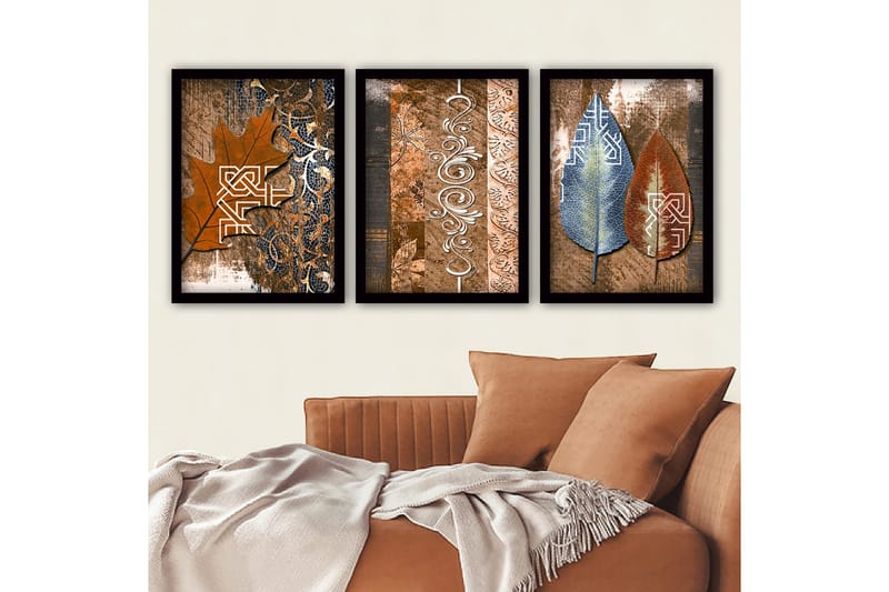 Dekorativ indrammet maleri 3-Dele 35x45 cm, Flerfarvet