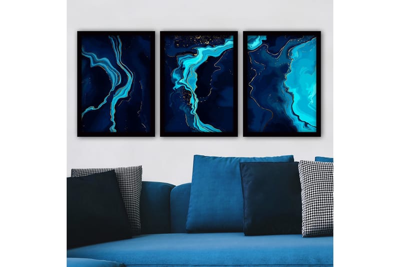 Dekorativ indrammet maleri 3-Dele 35x45 cm, Flerfarvet